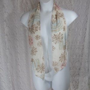 Fashion Scarf Oblong Ivory Beige Blue  Sequins NWOT